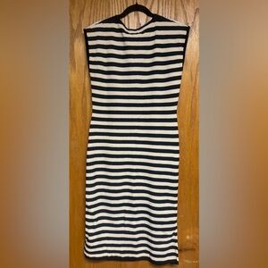 Bluivy Black and Cream Striped Sleeveless Knit Dress